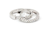 Diamond  Huggie Earrings - 14k White Gold - 14mm - 0.20ctw