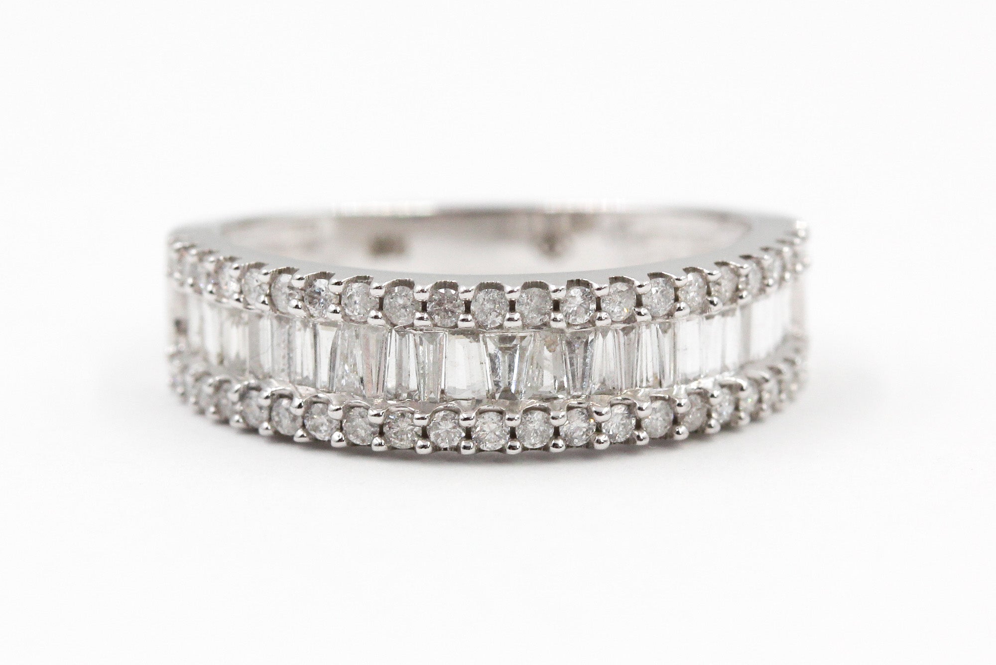 Diamond Baguette Band Ring - 10k White Gold - 0.65ctw