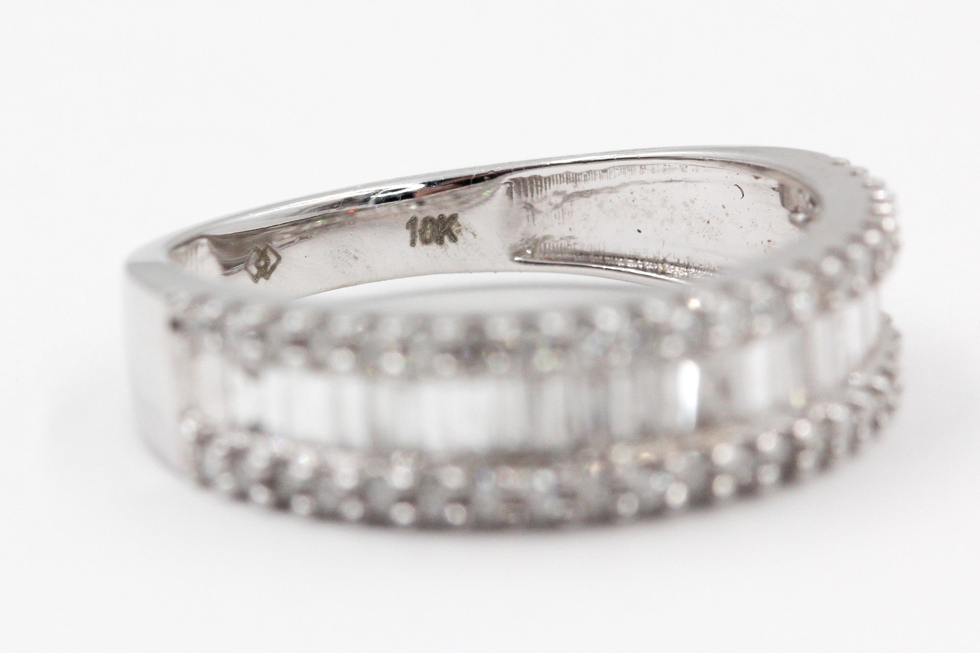Diamond Baguette Band Ring - 10k White Gold - 0.65ctw