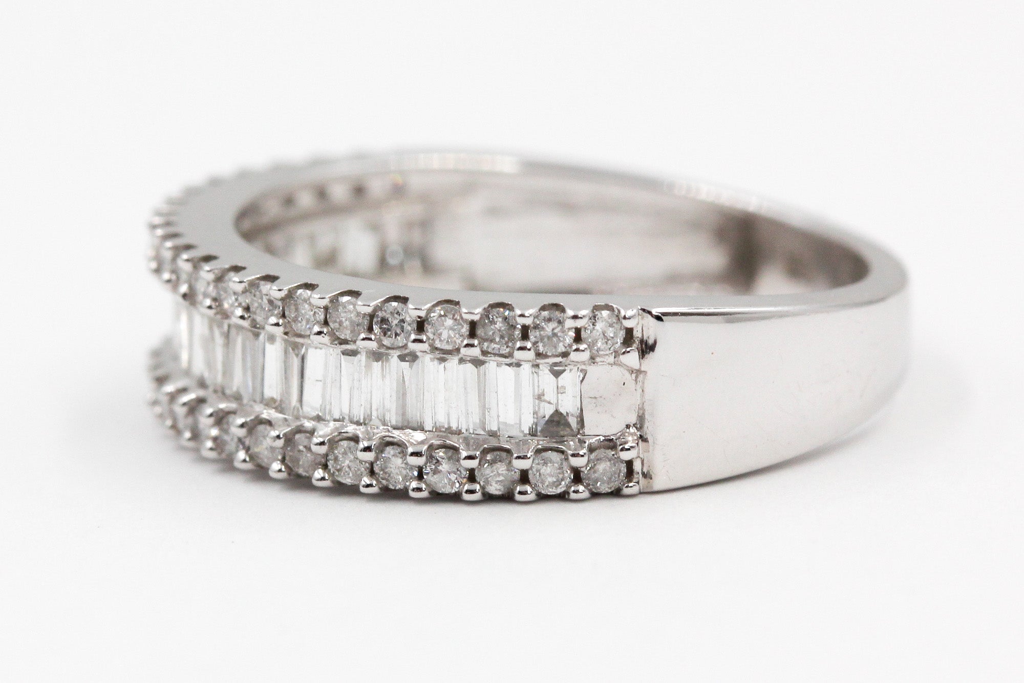 Diamond Baguette Band Ring - 10k White Gold - 0.65ctw