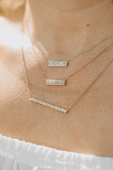 Diamond Baguette Bar Necklace - 14k Rose Gold - 0.50ctw