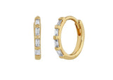 Diamond Baguette Huggie Earrings - Gold Plated Silver - 0.15ctw