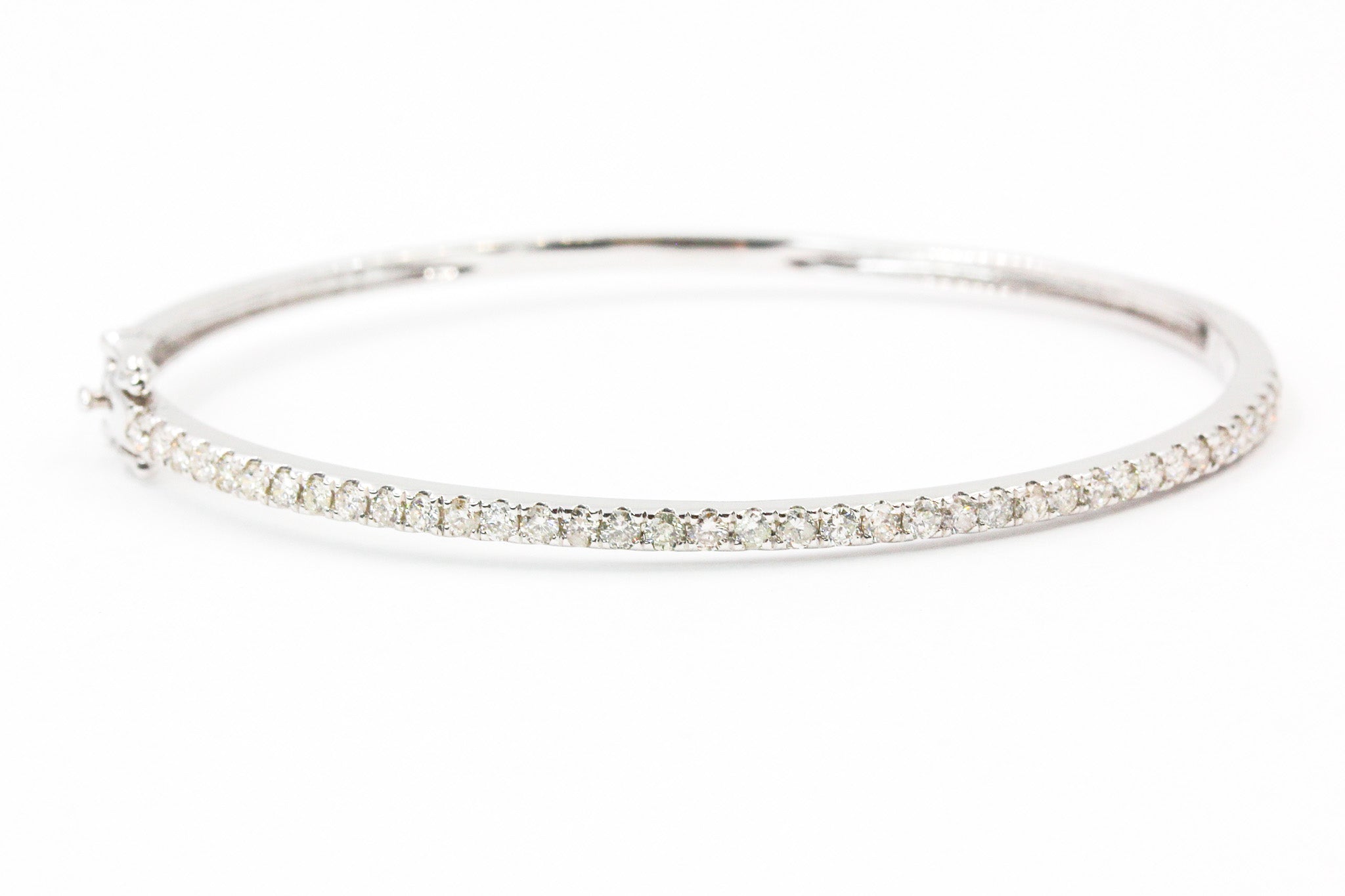 Diamond Bangle Bracelet - 14k White Gold - 1.00ctw