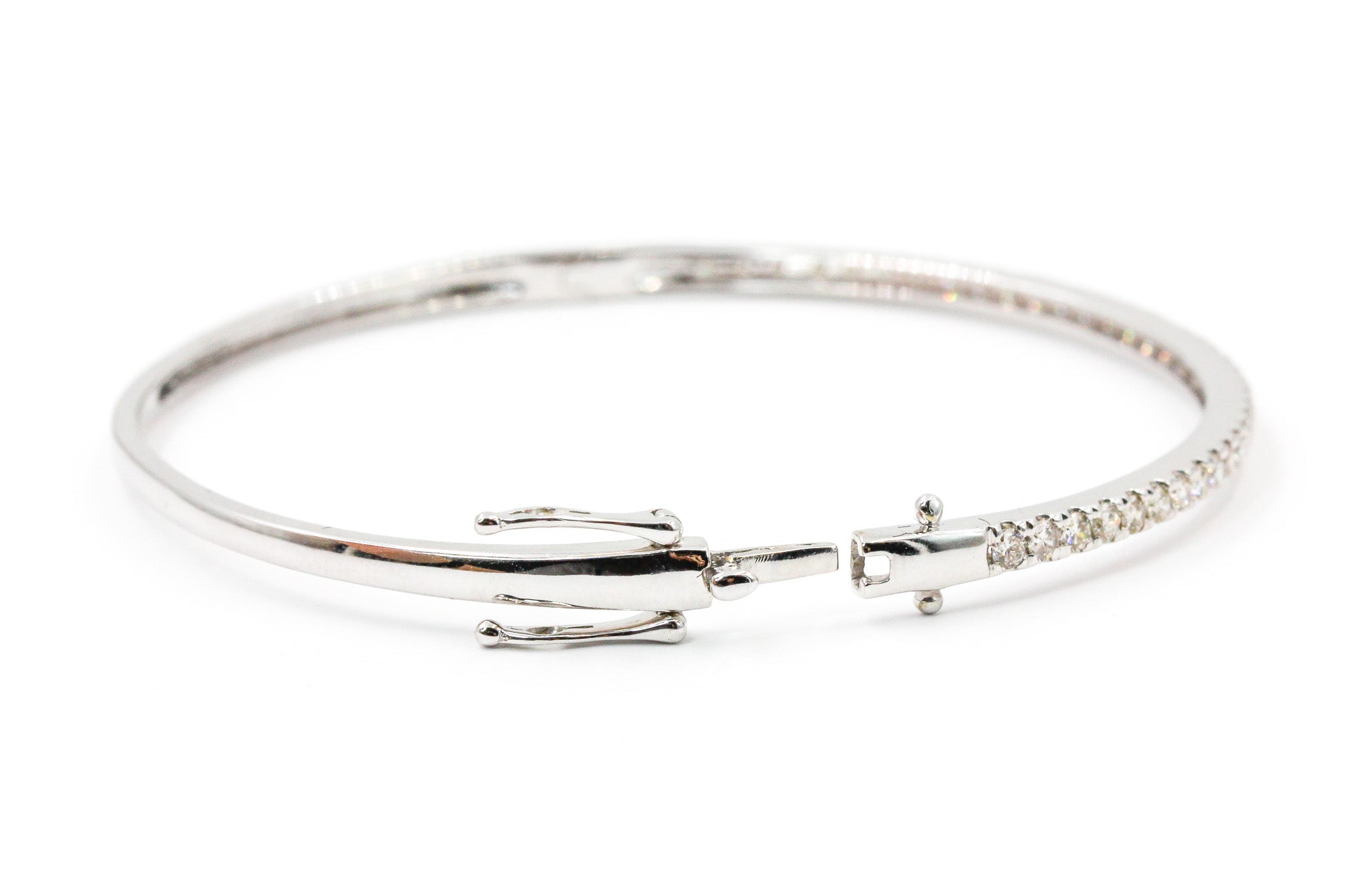 Diamond Bangle Bracelet - 14k White Gold - 1.00ctw
