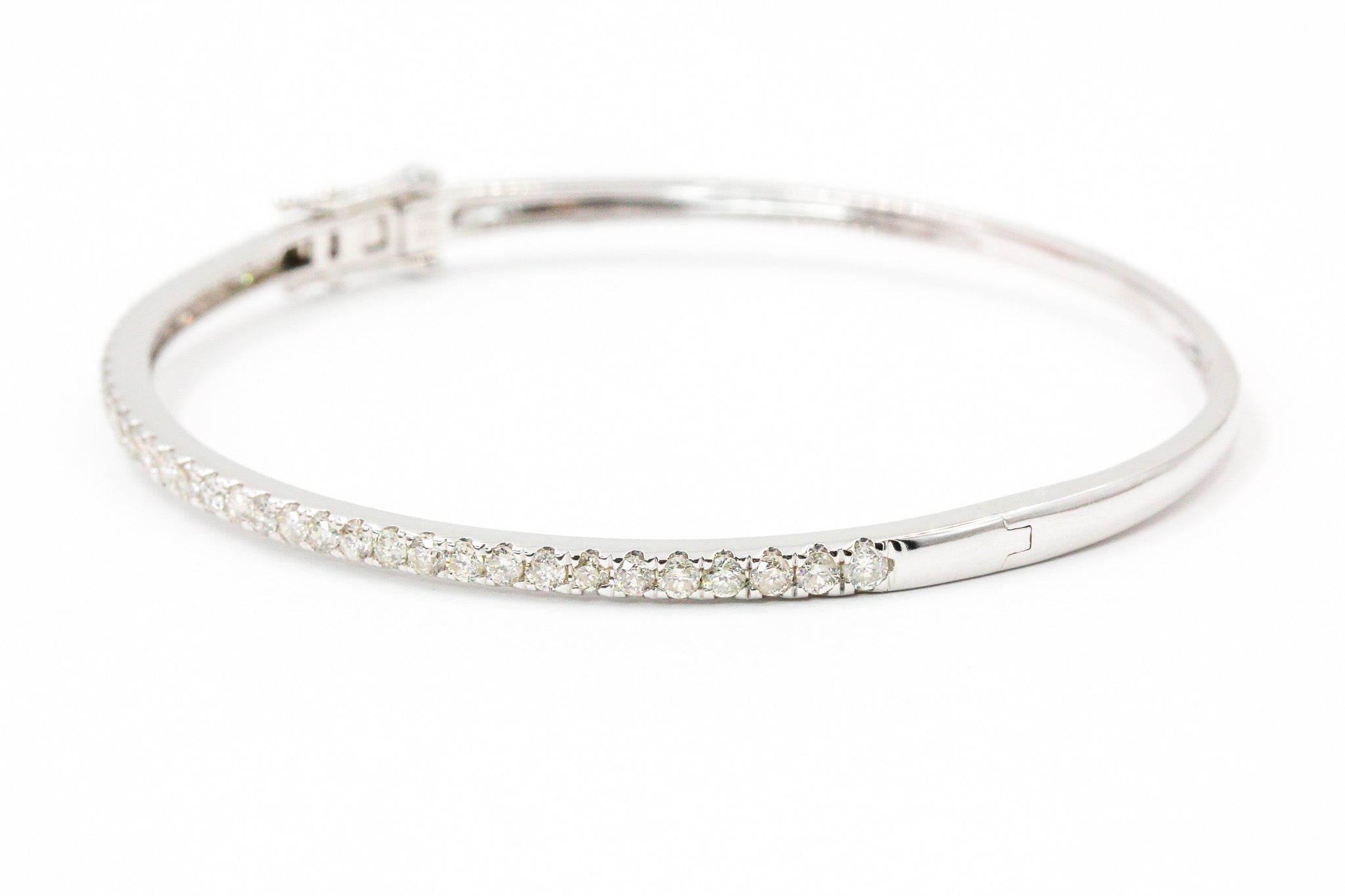 Diamond Bangle Bracelet - 14k White Gold - 1.00ctw