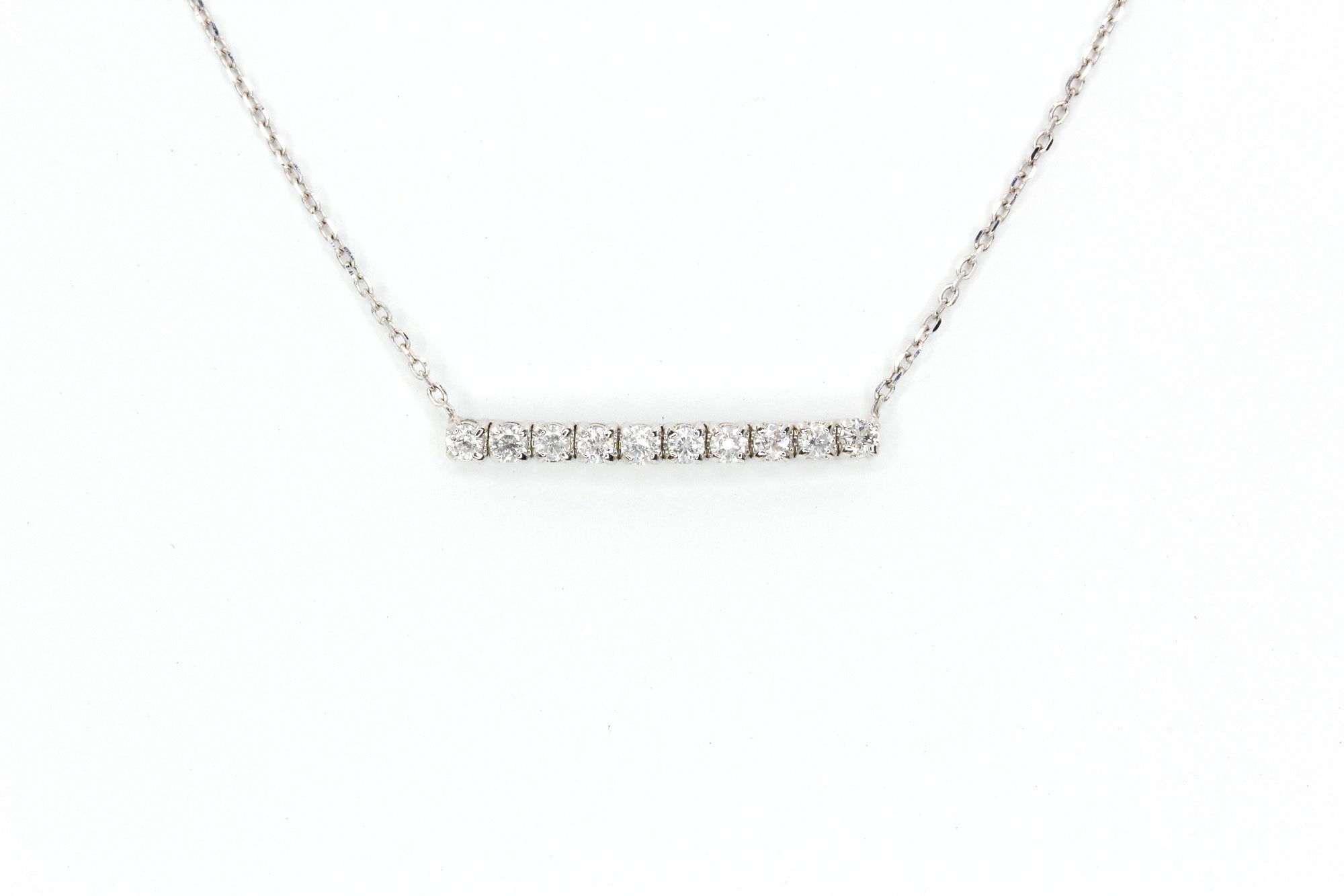 Diamond Bar Necklace - 14k White Gold - 0.25ctw