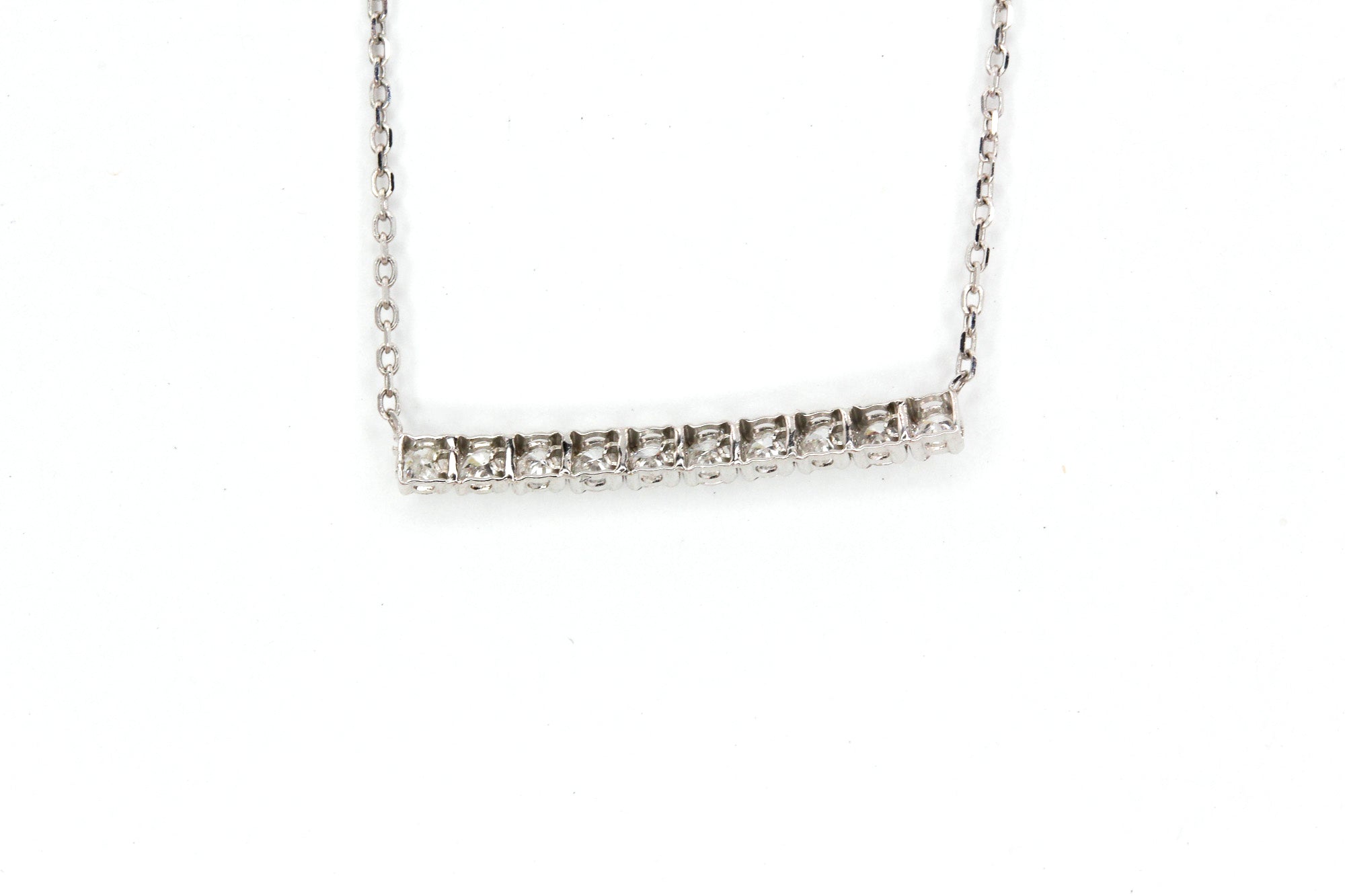 Diamond Bar Necklace - 14k White Gold - 0.25ctw