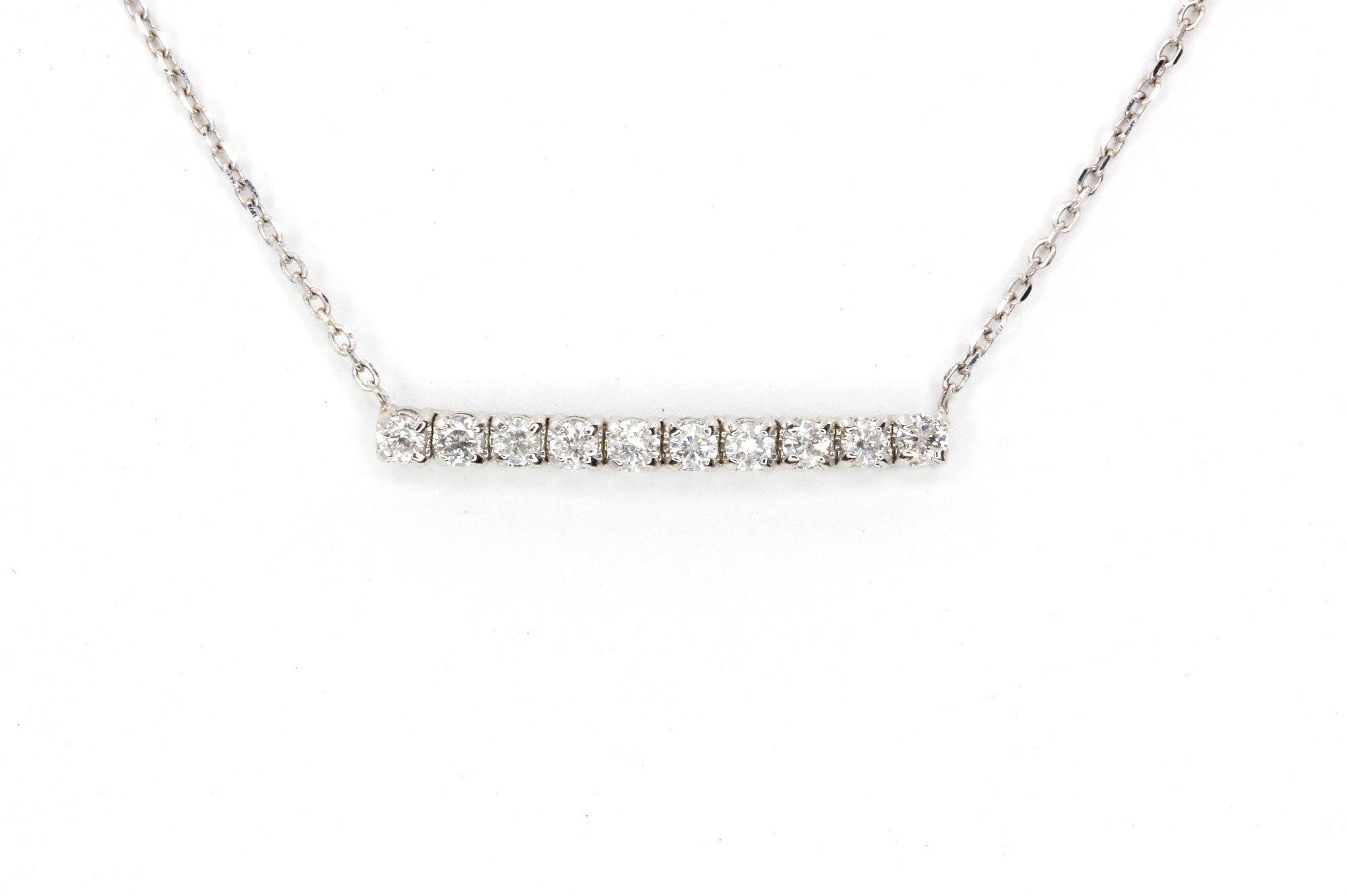 Diamond Bar Necklace - 14k White Gold - 0.25ctw