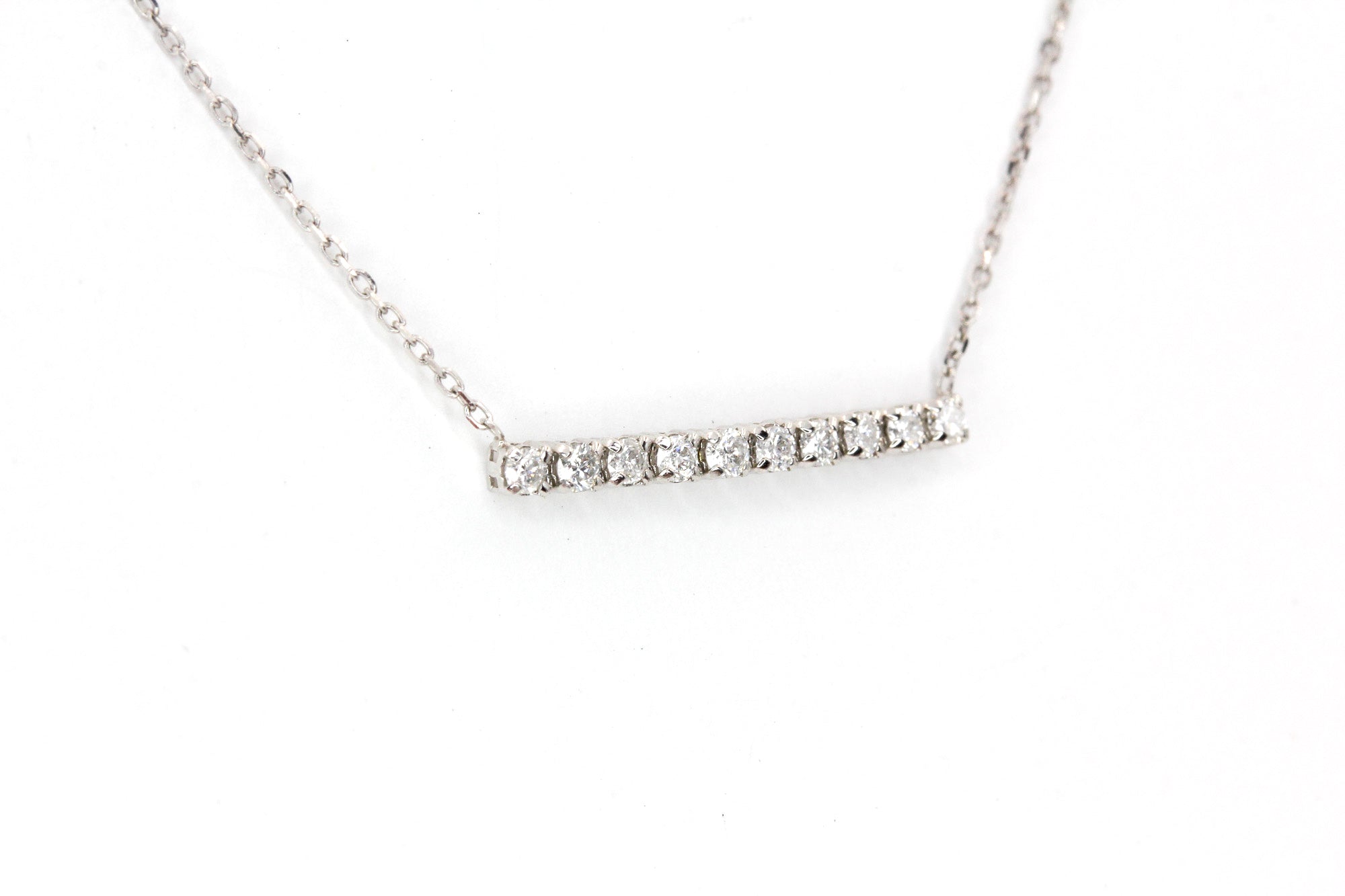 Diamond Bar Necklace - 14k White Gold - 0.25ctw
