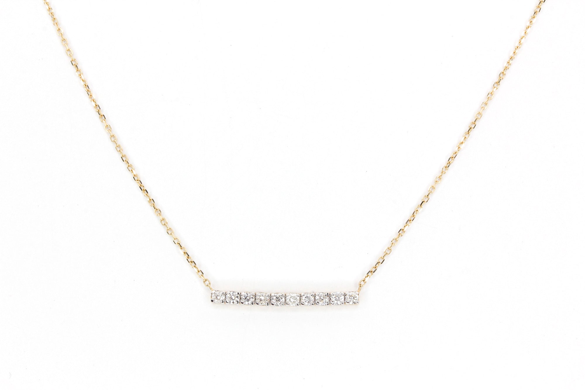 Diamond Bar Necklace - 14k Yellow Gold - 0.25ctw
