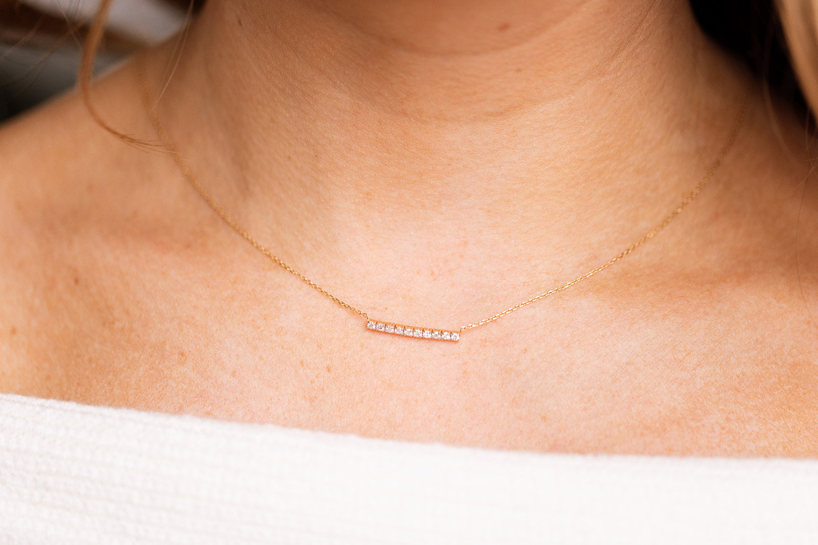 Diamond Bar Necklace - 14k Yellow Gold - 0.25ctw
