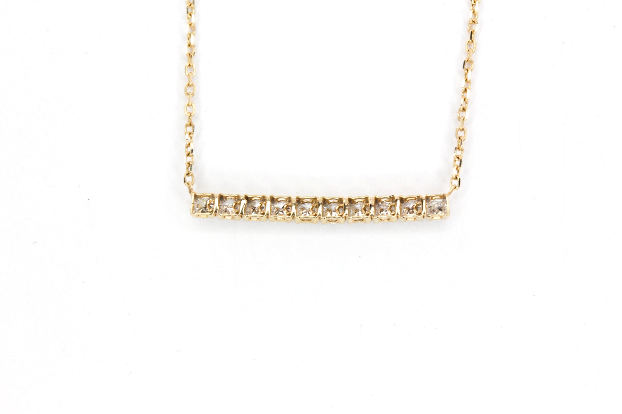 Diamond Bar Necklace - 14k Yellow Gold - 0.25ctw