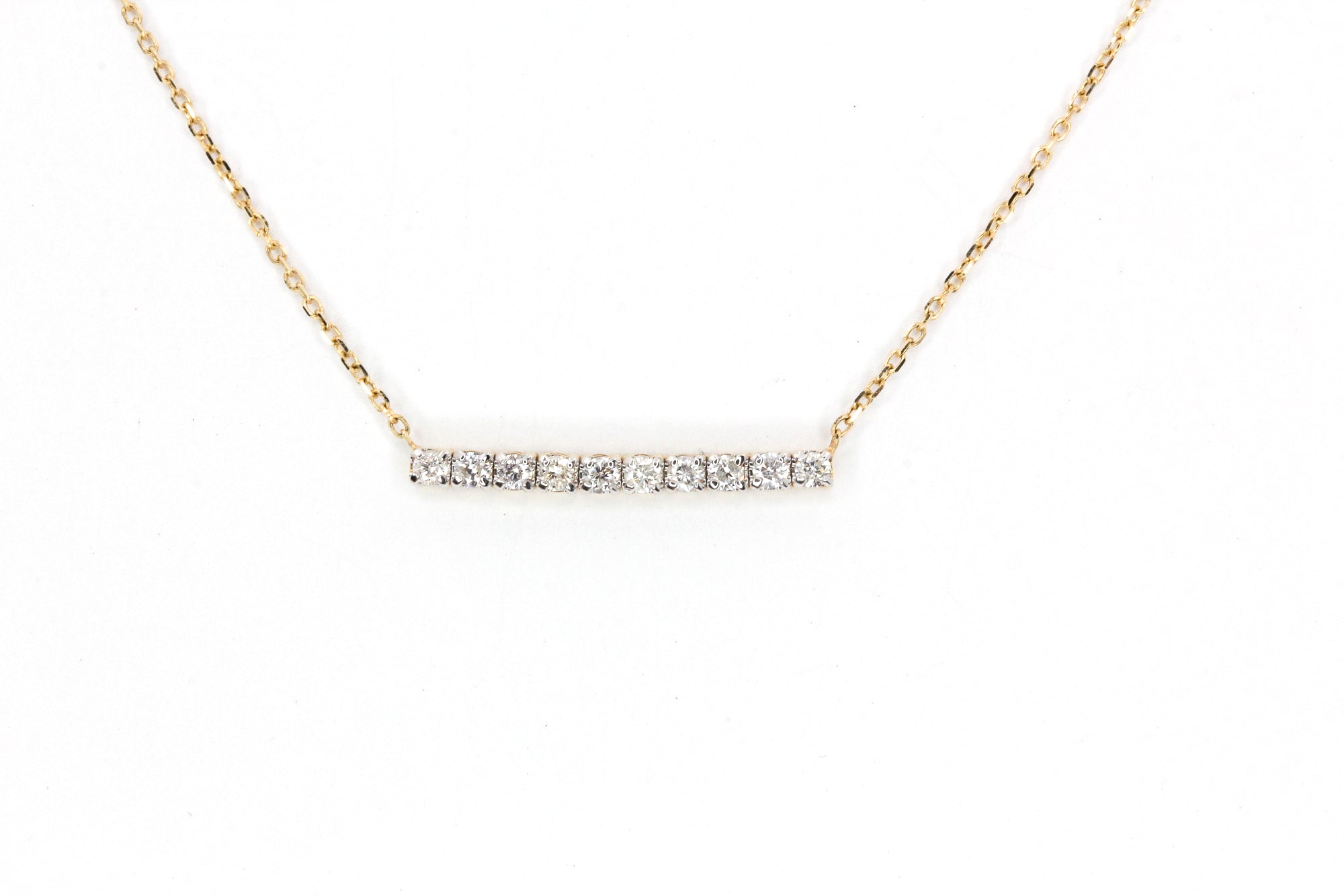 Diamond Bar Necklace - 14k Yellow Gold - 0.25ctw