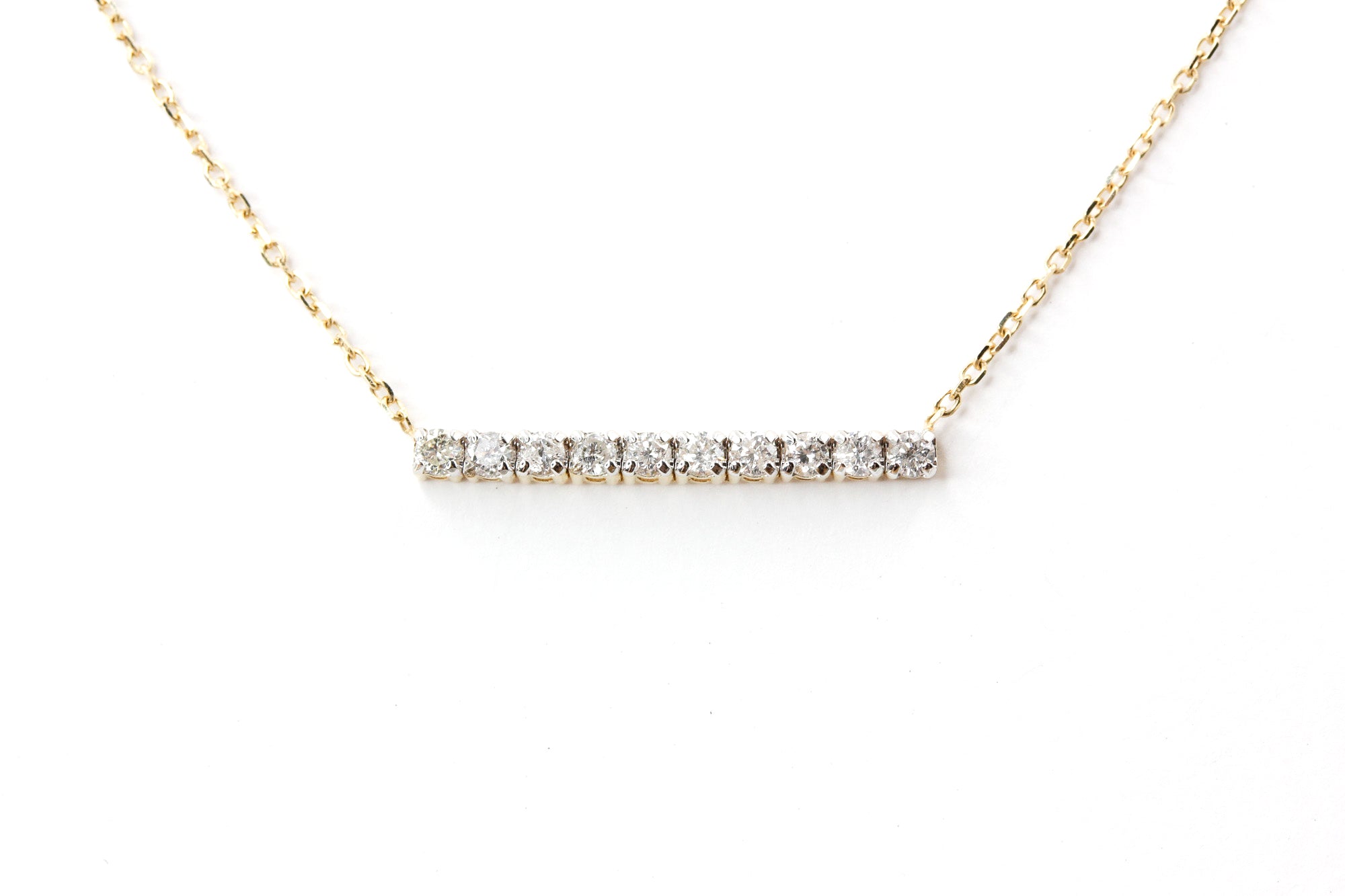 Diamond Bar Necklace - 14k Yellow Gold - 0.25ctw