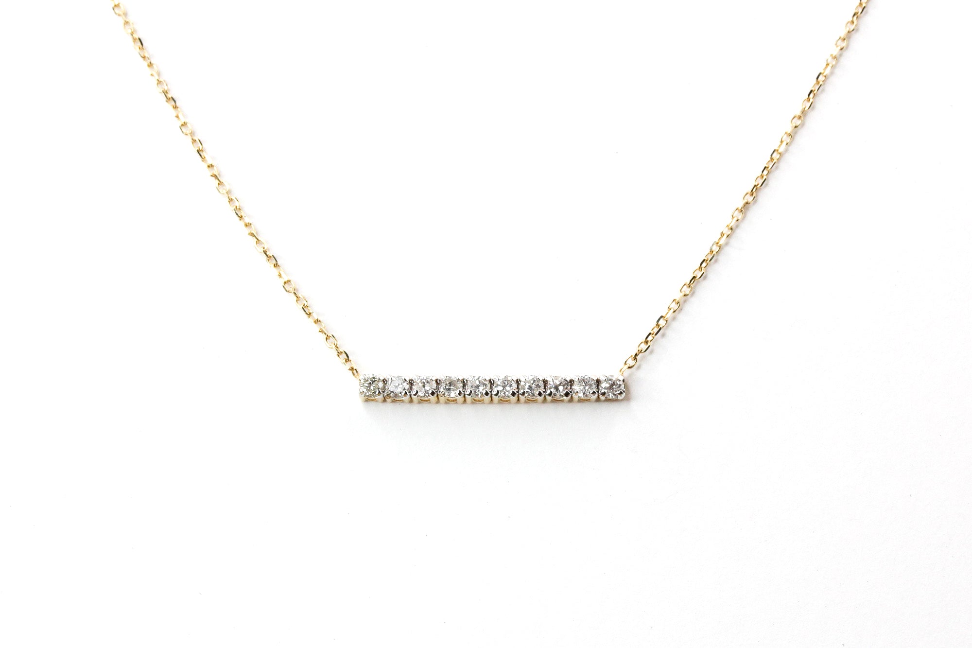 Diamond Bar Necklace - 14k Yellow Gold - 0.25ctw