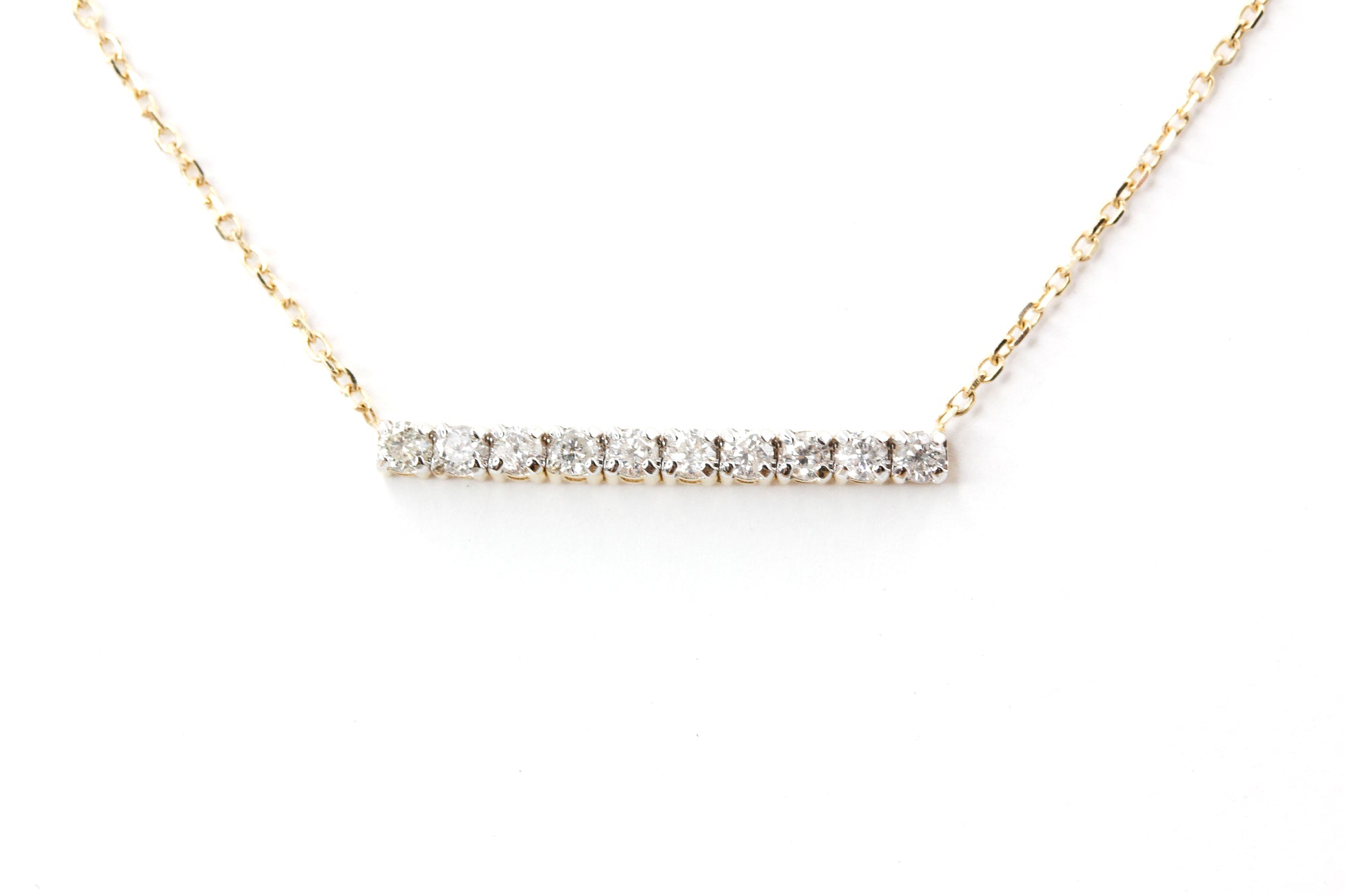Diamond Bar Necklace - 14k Yellow Gold - 0.25ctw