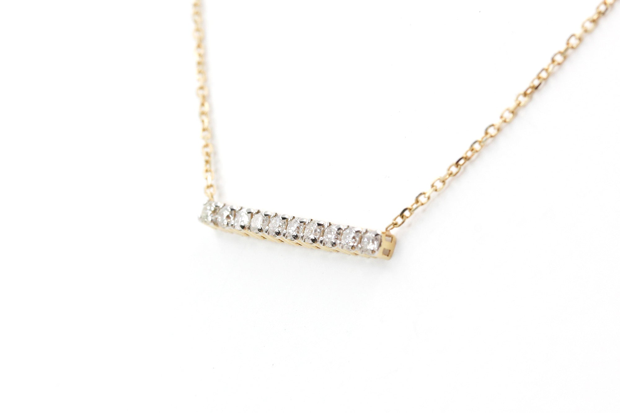Diamond Bar Necklace - 14k Yellow Gold - 0.25ctw