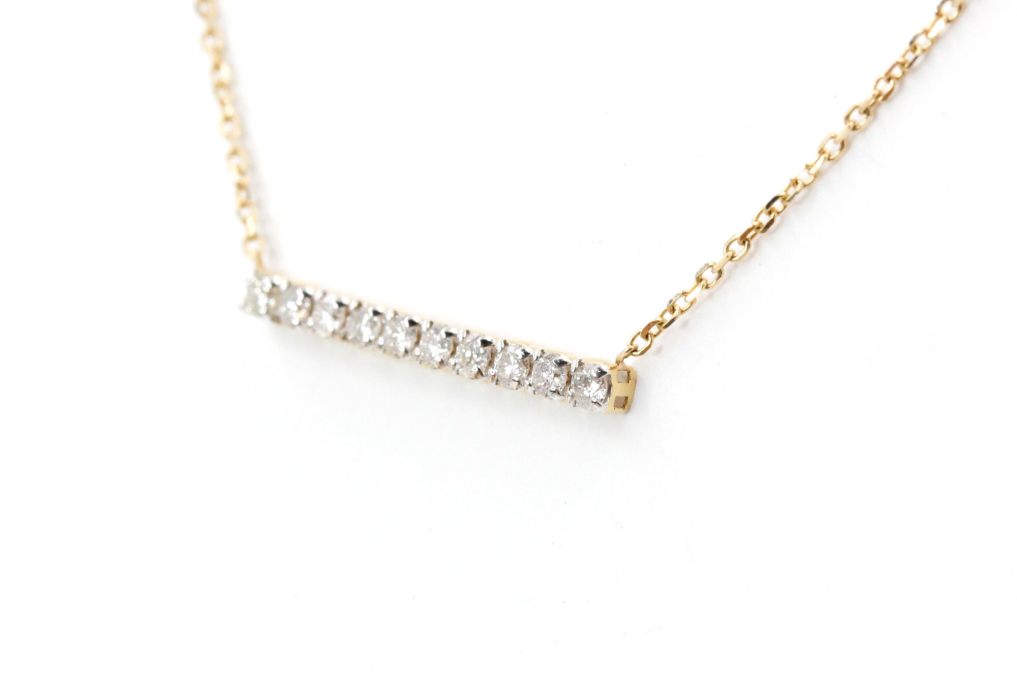 Diamond Bar Necklace - 14k Yellow Gold - 0.25ctw