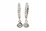 Diamond Bezel Drop Huggie Earrings - 14k White Gold - 0.15ctw