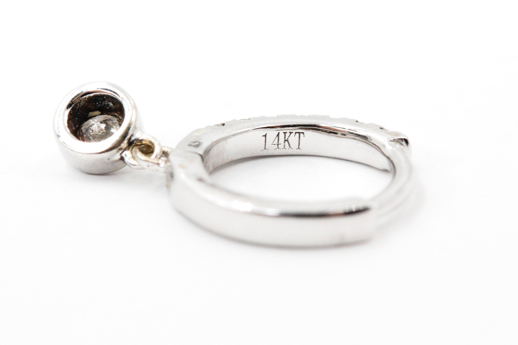 Diamond Bezel Drop Huggie Earrings - 14k White Gold - 0.15ctw