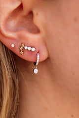 Diamond Bezel Drop Huggie Earrings - 14k White Gold - 0.15ctw