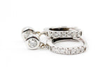 Diamond Bezel Drop Huggie Earrings - 14k White Gold - 0.15ctw