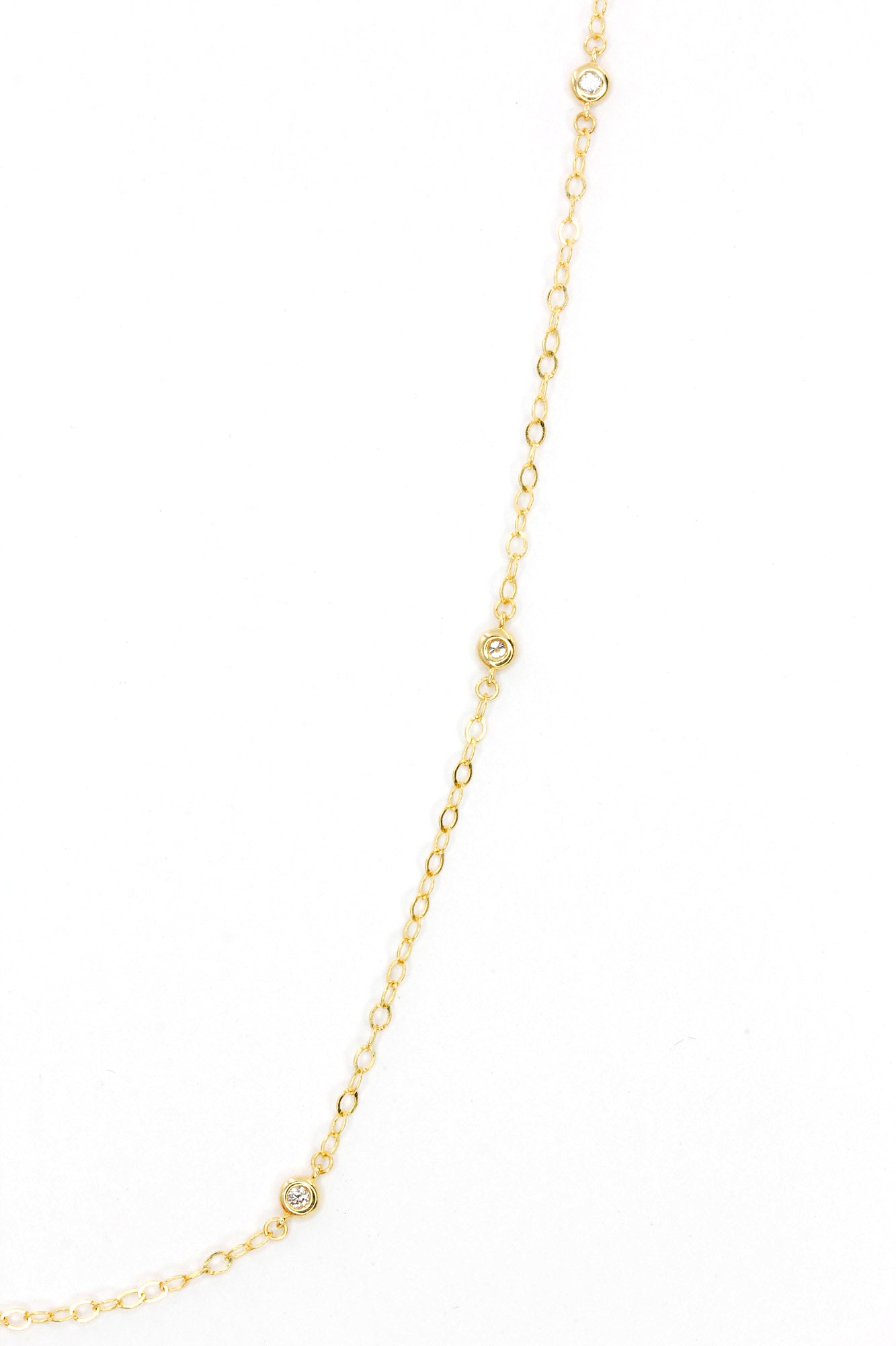 Diamond Bezel Station Necklace - 14k Yellow Gold - 0.12ctw