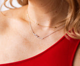 Diamond Bezel Station Necklace - 14k Yellow Gold - 0.12ctw
