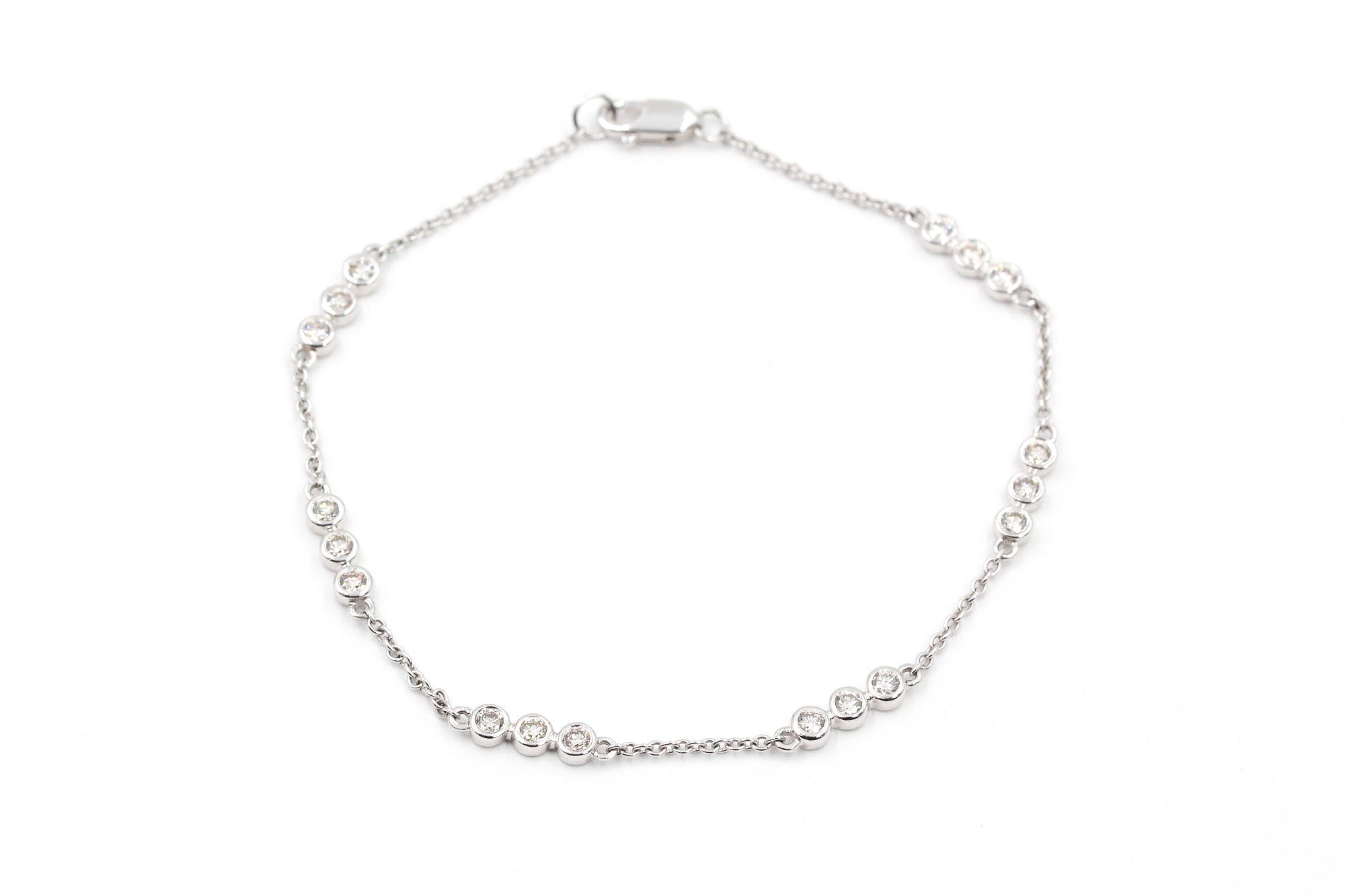 Diamond Bezel Station Bracelet - 14k White Gold - 0.64ctw