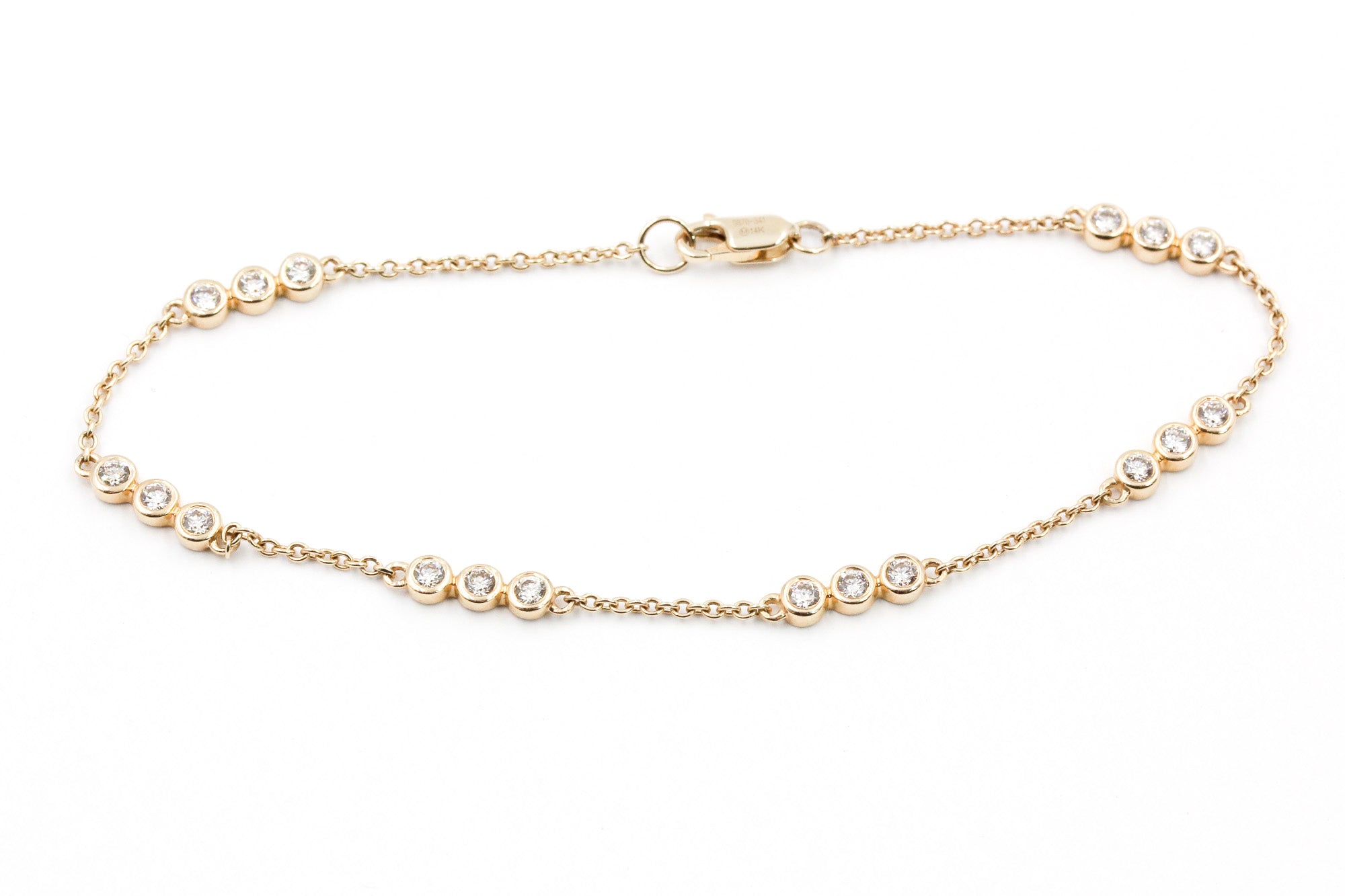 Diamond Bezel Station Bracelet - 14k Yellow Gold - 0.65ctw