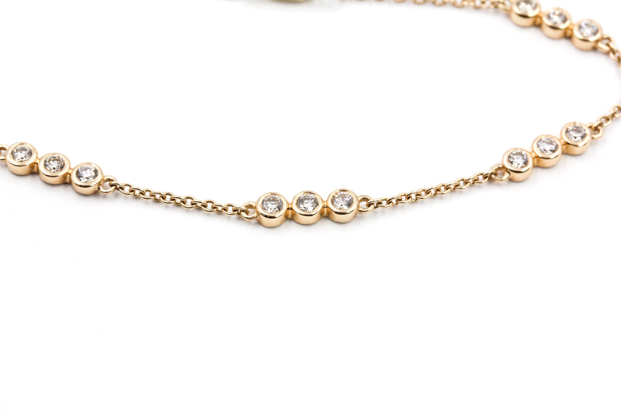 Diamond Bezel Station Bracelet - 14k Yellow Gold - 0.65ctw
