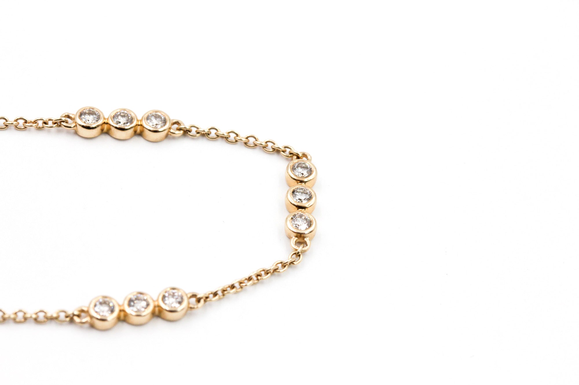Diamond Bezel Station Bracelet - 14k Yellow Gold - 0.65ctw