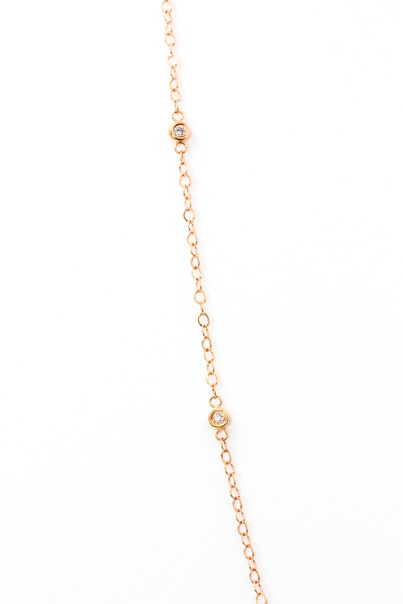 Diamond Bezel Station Necklace - 14k Rose Gold - 0.15ctw