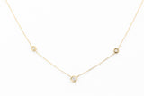 Diamond Bezel Station Necklace - 14k Yellow Gold - 0.10ctw