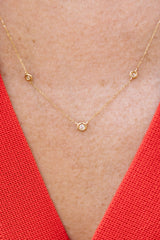 Diamond Bezel Station Necklace - 14k Yellow Gold - 0.10ctw