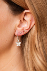 Diamond Butterfly Drop Earrings - 10k White Gold - 0.67ctw