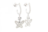 Diamond Butterfly Drop Earrings - 10k White Gold - 0.67ctw