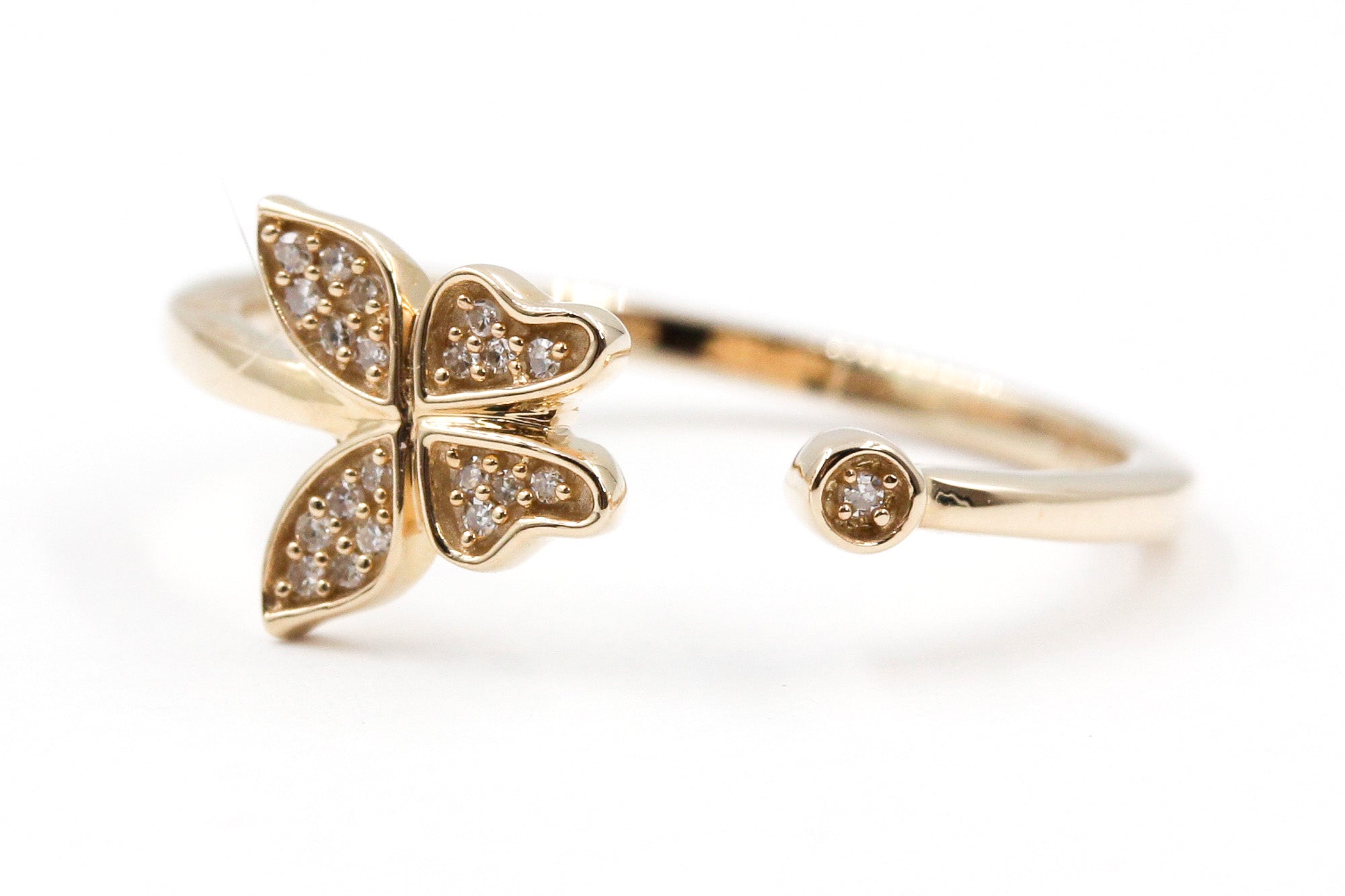 Diamond Butterfly Open Ring - 10k Yellow Gold - 0.10ctw