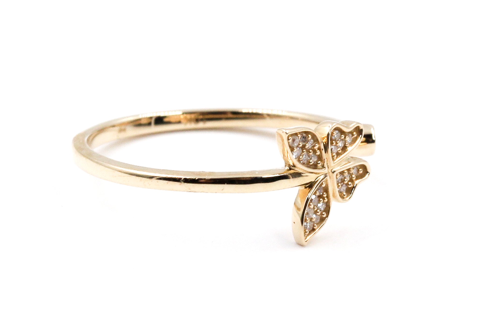 Diamond Butterfly Open Ring - 10k Yellow Gold - 0.10ctw