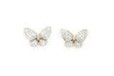 Diamond Butterfly Stud Earrings - 10k Two Tone Gold - 0.13ctw