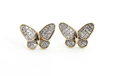Diamond Butterfly Stud Earrings - 10k Two Tone Gold - 0.13ctw