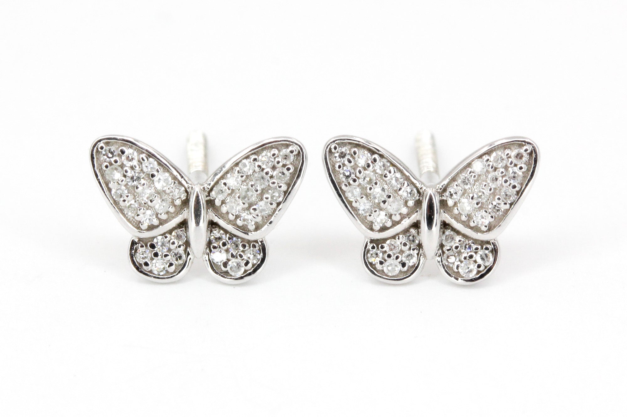 Diamond Butterfly Stud Earrings - 10k White Gold - 0.13ctw