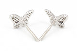 Diamond Butterfly Stud Earrings - 10k White Gold - 0.13ctw