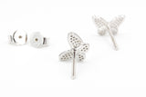 Diamond Butterfly Stud Earrings - 10k White Gold - 0.13ctw