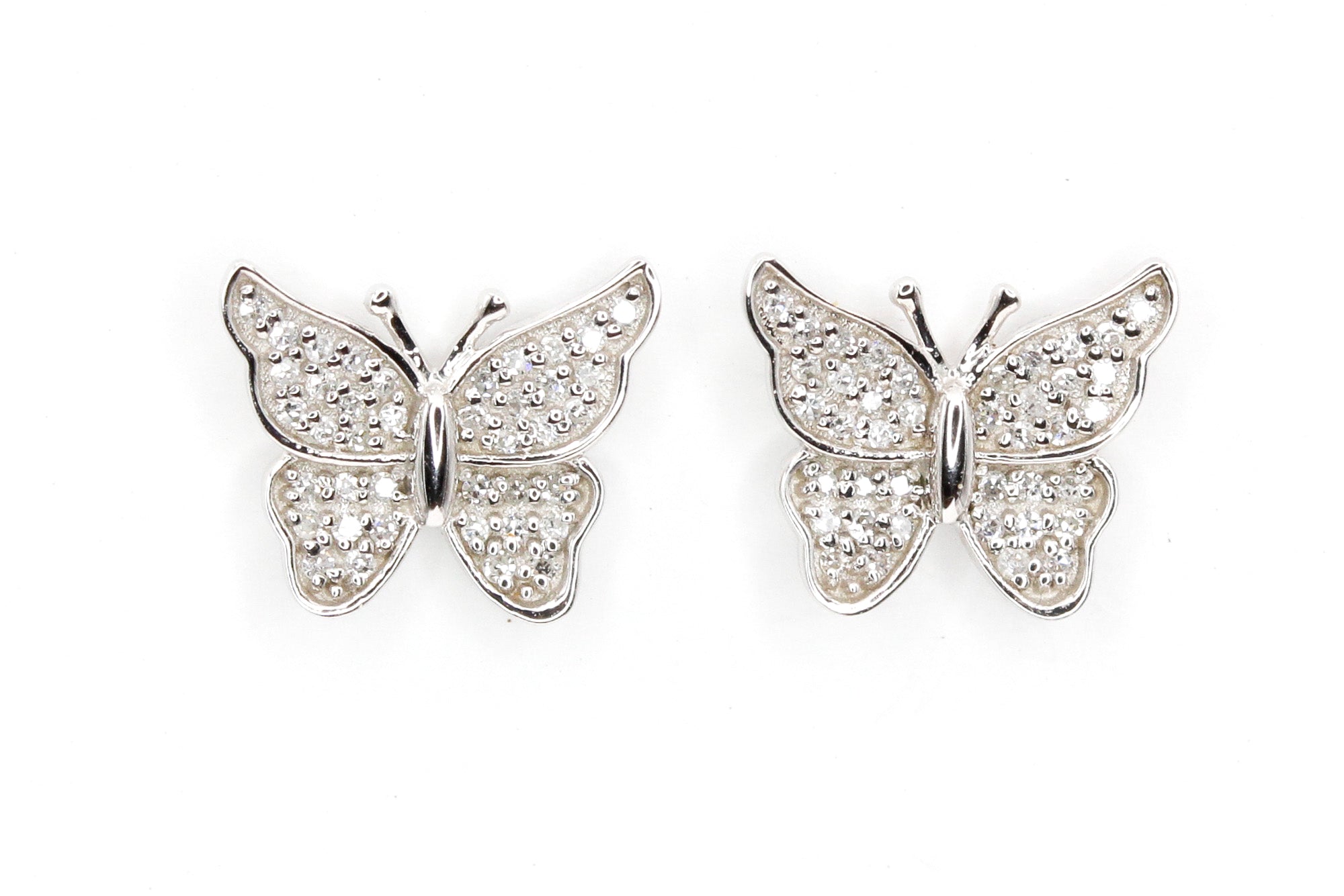 Diamond Butterfly Stud Earrings - 10k White Gold - 0.15ctw