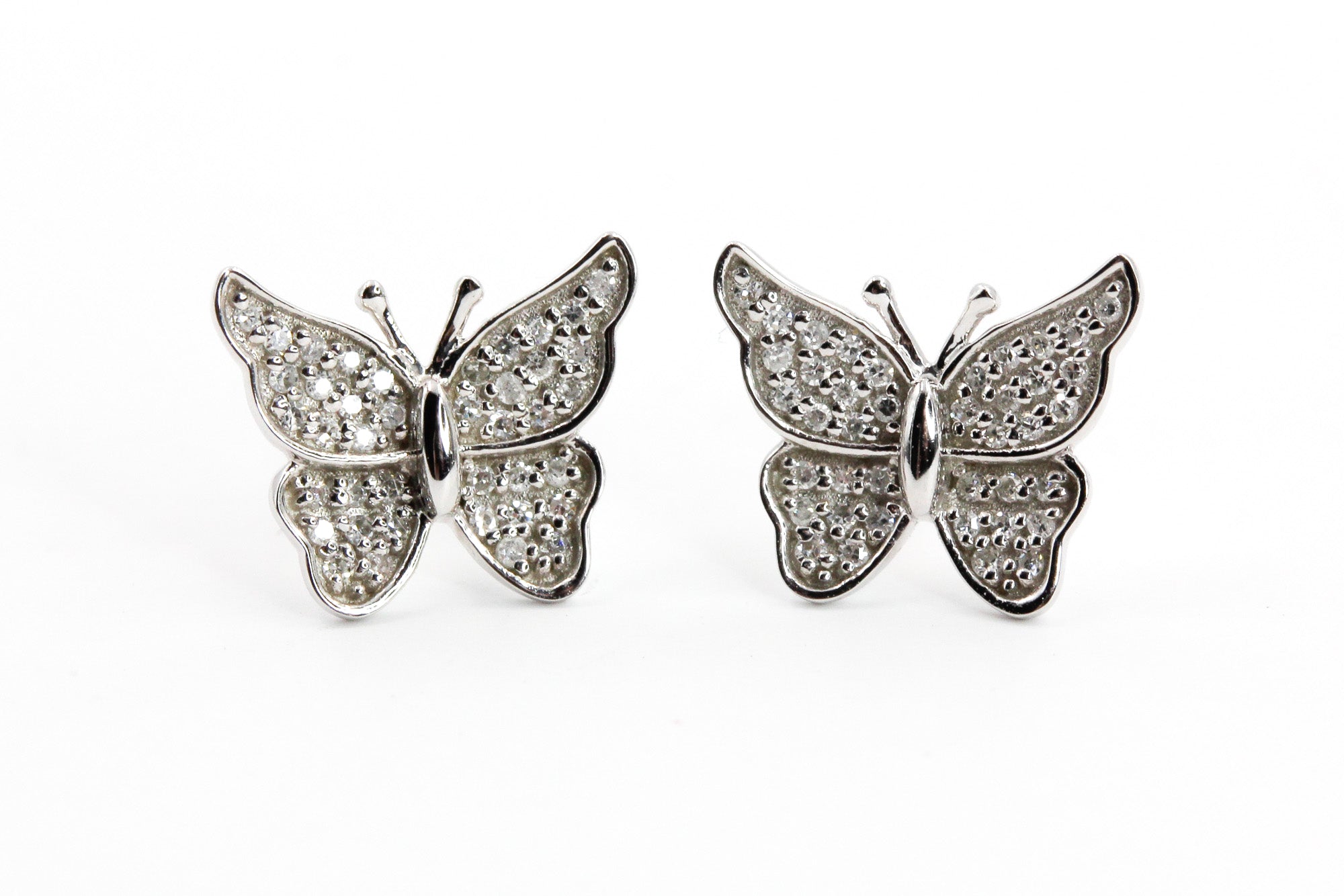 Diamond Butterfly Stud Earrings - 10k White Gold - 0.15ctw