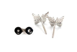 Diamond Butterfly Stud Earrings - 10k White Gold - 0.15ctw