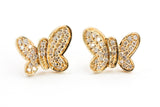 Diamond Butterfly Stud Earrings - 10k Yellow Gold - 0.15ctw