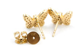 Diamond Butterfly Stud Earrings - 10k Yellow Gold - 0.15ctw