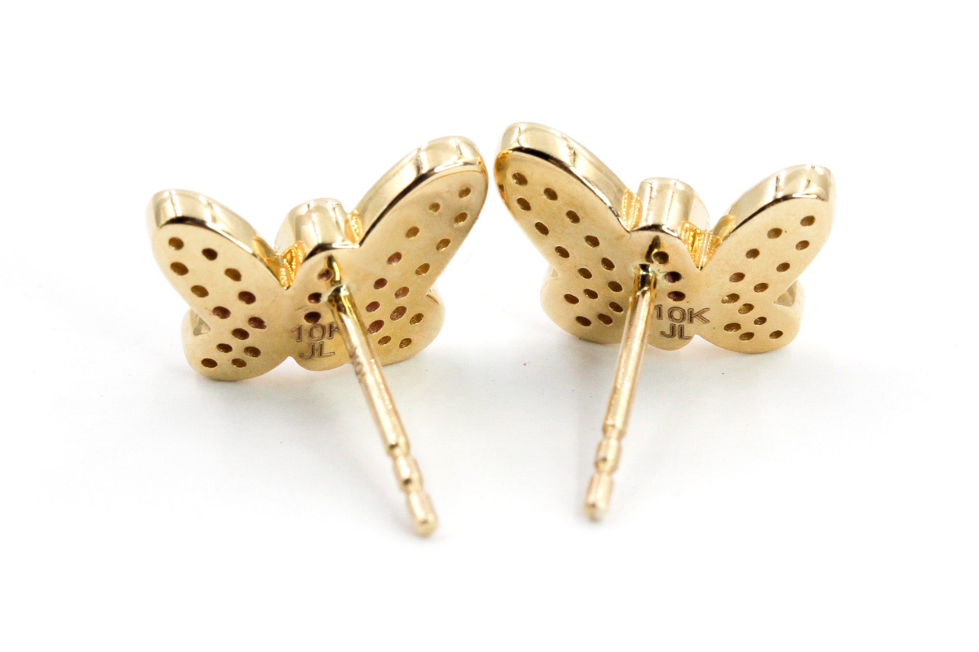 Diamond Butterfly Stud Earrings - 10k Yellow Gold - 0.15ctw
